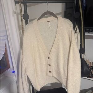 Free People Cozy Cream oversized Button-Up Sweater